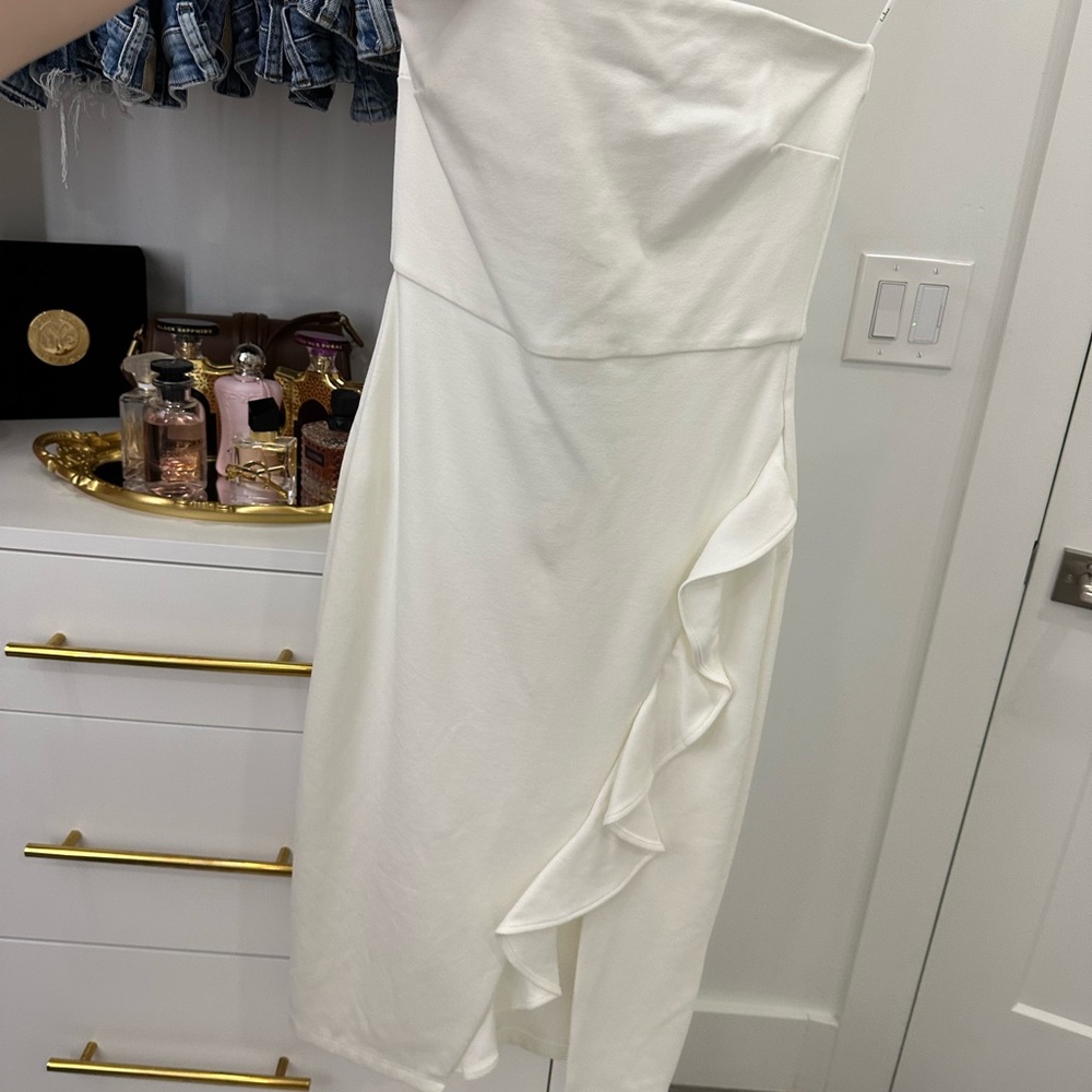 Lulus strapless white midi dress size XS